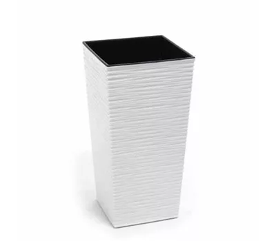 Siena Garden Pflanzkübel Nizza, eckig, 30x30x57,0 cm Rillenoptik in weiß Kunststoff