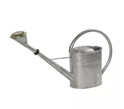 Gießkanne oval mit Messingbrause und Konus-Gummidichtungsring 8l silber