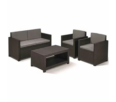 Monaco Loungeset, graphit 2Sessel,1Bank,1Tisch,Kissen